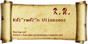 Kármán Ulisszesz névjegykártya